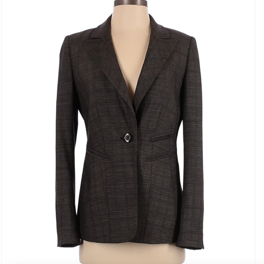 Ellen Tracy Wool Blazer - Black/Grey Sz. 0